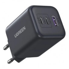 Зарядний пристрій UGREEN 2xUSB-C PD45W + 1xUSB QC3.0 GaN X527 gray (65156B) - Фото