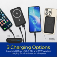 Батарея универсальная Energizer Magnetic Wireless 10000mAh 22.5W PD USB-A, USB-C In/Out, Black (QM10002PQ) - Фото