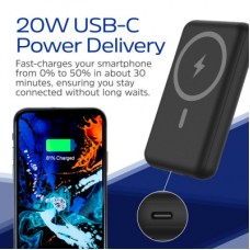 Батарея универсальная Energizer Magnetic Wireless 10000mAh 22.5W PD USB-A, USB-C In/Out, Black (QM10002PQ) - Фото