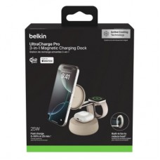 Зарядний пристрій Belkin UltraCharge Pro Wireless 3-in-1 25 W sand (WIZ040KQSD) - Фото
