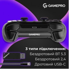 Геймпад GamePro 2.4G/BT 5.1/USB (Switch/PC/PS/iOS/Android) RGB Black (GPS20B) - Фото