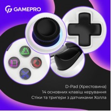 Геймпад GamePro із зарядною станцією 2.4G/BT 5.1/USB (Switch/PC/PS/iOS/Android) RGB White (GPS20W) - Фото
