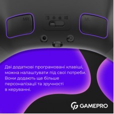 Геймпад GamePro із зарядною станцією BT 5.3/USB/2.4 ГГц (Switch/PC/iOS/Android) RGB Black (GPX13BDOC) - Фото