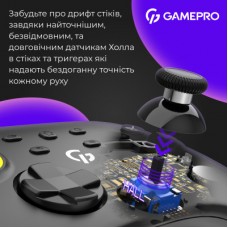 Геймпад GamePro із зарядною станцією BT 5.3/USB/2.4 ГГц (Switch/PC/iOS/Android) RGB Black (GPX13BDOC) - Фото