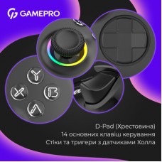 Геймпад GamePro із зарядною станцією BT 5.3/USB/2.4 ГГц (Switch/PC/iOS/Android) RGB Black (GPX13BDOC) - Фото