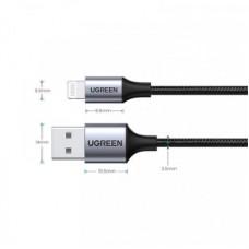 Дата кабель USB 2.0 AM to Lightning 1.0m 2.4A US199 black UGREEN (60156) - Фото
