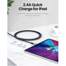 Дата кабель USB 2.0 AM to Lightning 1.0m 2.4A US199 black UGREEN (60156) - Фото