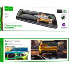 Видеорегистратор HOCO DV4 4.5-inch rearview mirror driving recorder dual-channel Black (6942007616782) - Фото