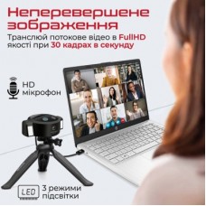 Веб-камера Promate Vision-HD з функцією гучного зв'язку Black (vision-hd.black) - Фото