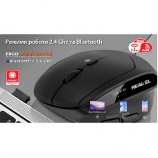 Мышка REAL-EL RM-490W Wireless/Bluetooth Black (EL123200058) - Фото