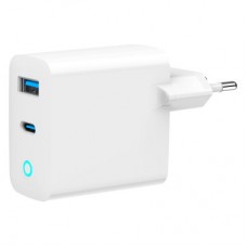 Зарядное устройство Gembird 1xUSB-C PD30W + 1xUSB QC3.0 LED white (TA-UC-PDQC30L-W-01)