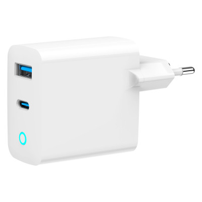 Зарядний пристрій Gembird 1xUSB-C PD30W + 1xUSB QC 3.0 LED white (TA-UC-PDQC30L-W-01)