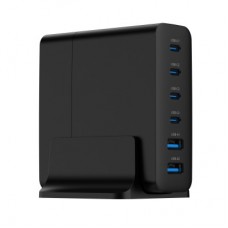 Зарядний пристрій Gembird 4xUSB-C PD25W + 2xUSB QC 3.0 18 W black (TA-UC-2A4C-PD75-01-BK) - Фото