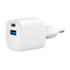 Зарядний пристрій Gembird 1xUSB-C PD20W + 1xUSB QC 3.0 white (TA-UC-PDQC20-W-01) - Фото