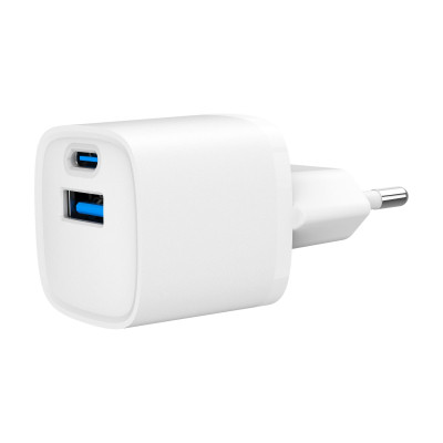 Зарядний пристрій Gembird 1xUSB-C PD20W + 1xUSB QC 3.0 white (TA-UC-PDQC20-W-01)