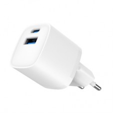 Зарядний пристрій Gembird 1xUSB-C PD20W + 1xUSB QC 3.0 white (TA-UC-PDQC20-W-01) - Фото