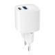 Зарядний пристрій Gembird 1xUSB-C PD20W + 1xUSB QC 3.0 white (TA-UC-PDQC20-W-01)