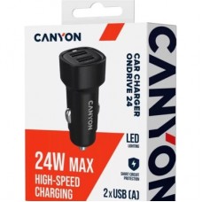 Зарядний пристрій Canyon 2xUSB 24 W black (CNE-CCABR2AA) - Фото