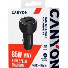Зарядний пристрій Canyon 1xUSB + 1xUSB-C PD85W black (CNE-CCABR8AC) - Фото