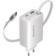 Зарядний пристрій Canyon 1xUSB-C PD65W + 1xUSB QC 3.0 + cable USB-C to USB-C white (CNS-CURC65ACW)