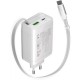 Зарядний пристрій Canyon 1xUSB-C PD65W + 1xUSB QC 3.0 + cable USB-C to USB-C white (CNS-CURC65ACW)