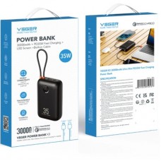 Батарея універсальна VEGER 30000mAh K3 35W PD QC3.0 black (6977525750137) - Фото