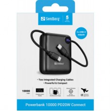 Батарея універсальна Sandberg 10000 mAh PD/3.1/20W, QC/3.0, USB-C In/Out, with 2 cables USB-C (421-26) - Фото