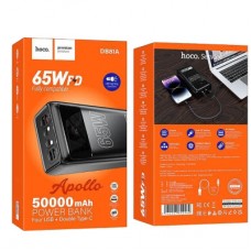Батарея універсальна HOCO 50000mAh Apollo PD/65W QC/3.0 Black (DB81A/ 714725) - Фото