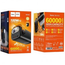 Батарея універсальна HOCO 60000 mAh Astrum PD/100W, QC/3.0, LED lamp, Black (DB160 / 714724) - Фото