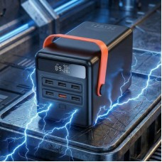 Батарея універсальна HOCO 100000mAh Max Centurion PD/65W, QC, LED Lamp, Black (DB03 / 714722) - Фото