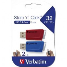 USB флеш накопитель Verbatim 2x32GB Store 'n' Click Red/Blue USB 3.2 (49308) - Фото