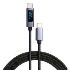 Дата кабель USB-C to USB-C 2.0m 100W LCD Display Nylon Black Vinga (VYDCCC22100D) - Фото