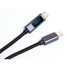 Дата кабель USB-C to USB-C 2.0m 100W LCD Display Nylon Black Vinga (VYDCCC22100D) - Фото
