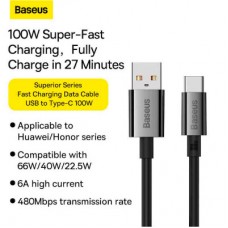 Дата кабель USB 2.0 AM to USB-C 1.5m 100W black Baseus (P10320102114-01) - Фото