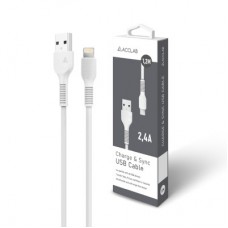 Дата кабель USB 2.0 AM to Lightning 1.2m AL-CBCOLOR-L1WT White ACCLAB (1283126518225) - Фото