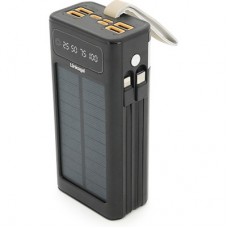 Батарея універсальна Linkage 30000mAh, Solar, 22.5W, cables Туре-С+Lighting, Black (LKP-46) - Фото