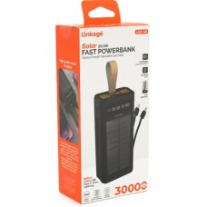 Батарея універсальна Linkage 30000mAh, Solar, 22.5W, cables Туре-С+Lighting, Black (LKP-46) - Фото