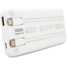 Батарея універсальна Remax 10000 mAh 22.5W, cables Type-C + Lighting, White (RPP-37) - Фото