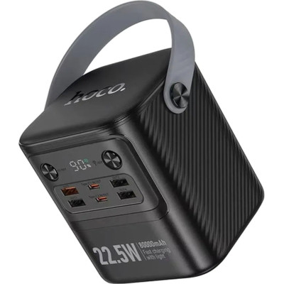 Батарея универсальная HOCO 80000mAh, 22.5W, PD20W, 4*USB/2*Type-C, ліхтарик, Black (J152 / 44522)