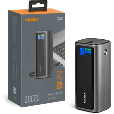 Батарея універсальна Videx 20000 mAh 130W PD/100W TFT LCD Display (VPB-350-G)