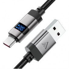 Дата кабель USB 2.0 AM to USB-C 1.2m digital display braided C15-04 black Acefast (6974316283737) - Фото