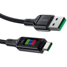 Дата кабель USB 2.0 AM to USB-C 1.2m 3A nylon with LED C7-04 black Acefast (6974316282785) - Фото