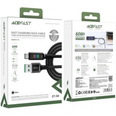 Дата кабель USB 2.0 AM to USB-C 1.2m 3A nylon with LED C7-04 black Acefast (6974316282785) - Фото