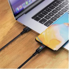 Дата кабель USB 2.0 AM to USB-C 1.2m 3A nylon with LED C7-04 black Acefast (6974316282785) - Фото