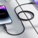 Дата кабель USB 2.0 AM to USB-C 1.2m 3A nylon with LED C7-04 black Acefast (6974316282785)