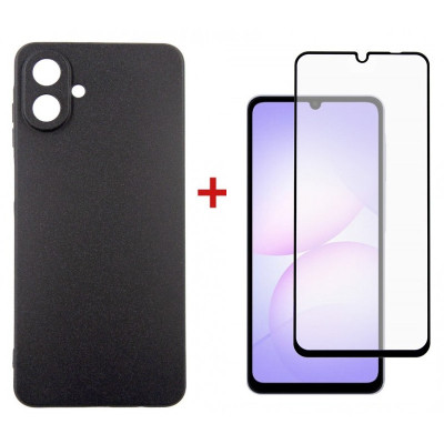 Чохол для мобільного телефона Dengos Carbon Kit for Samsung Galaxy A07 case + glass Black (DG-KM-162)
