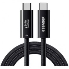 Дата кабель USB-C to USB-C 1.0m Thunderbolt 4 240W 8K60Hz black Essager (EXCTT4-PL01-P) - Фото
