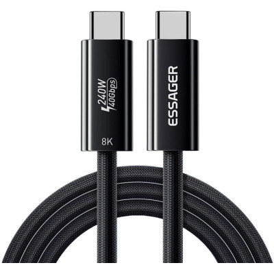 Дата кабель USB-C to USB-C 1.0m Thunderbolt 4 240W 8K60Hz black Essager (EXCTT4-PL01-P)