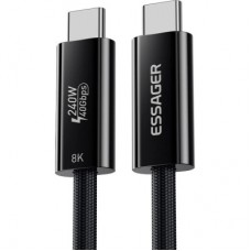 Дата кабель USB-C to USB-C 1.0m Thunderbolt 4 240W 8K60Hz black Essager (EXCTT4-PL01-P) - Фото