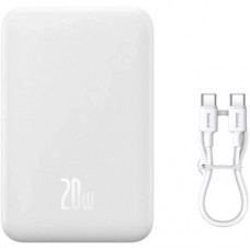 Батарея універсальна Baseus Magnetic Mini Wireless 20000 mAh 20 W, White (PPCX150002) - Фото